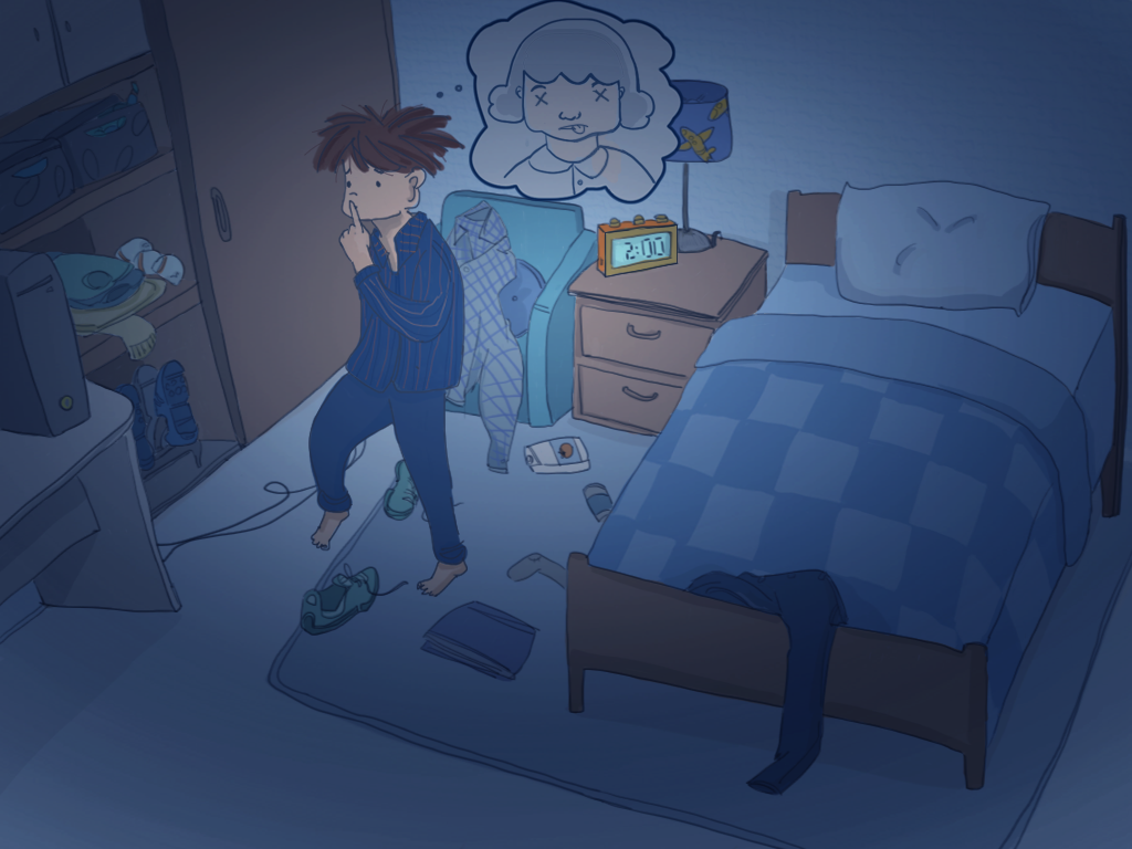 Papelucho va en puntas de pie a ver a Domitila