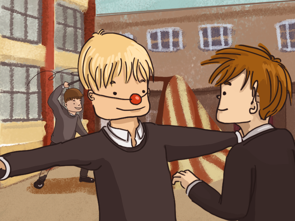 Urquieta está con una nariz de payaso.