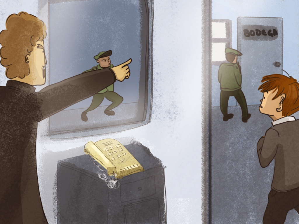 El padre Anselmo envía a los policías a revisar el lugar.