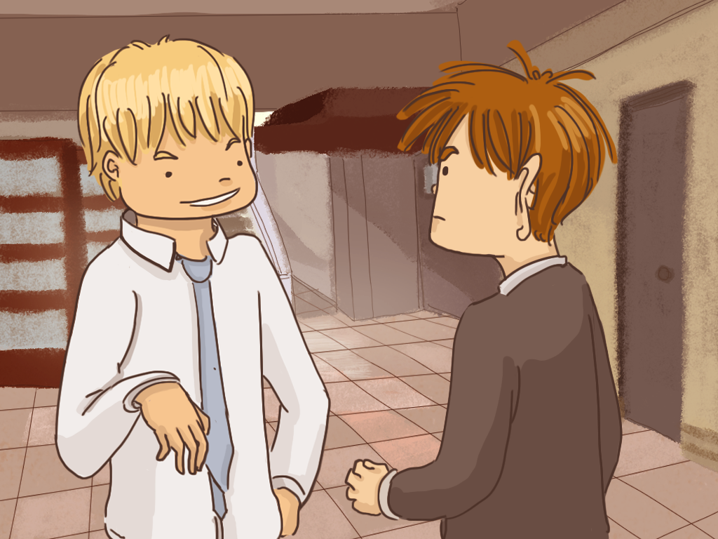 Urquieta le habla enojado a Papelucho.