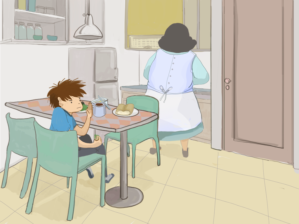 Papelucho y Domitila están en la cocina.