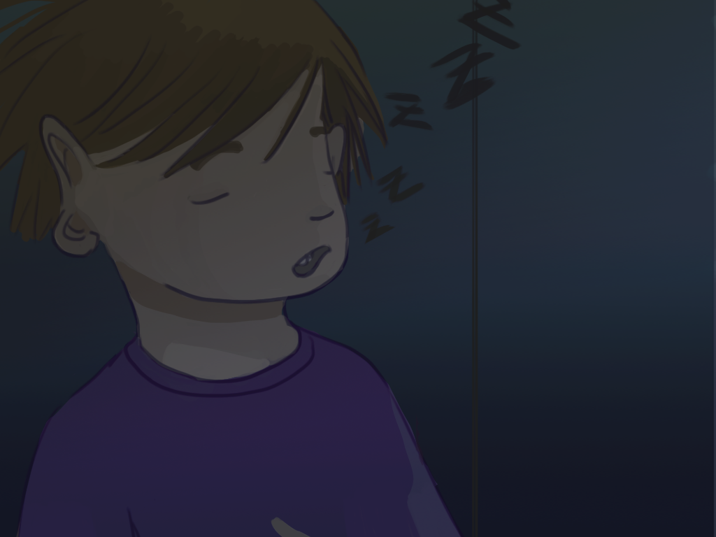 Papelucho duerme de pie dentro del mueble