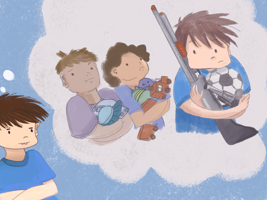 Papelucho se imagina regalando sus juguetes, pero sin entregarlos todos