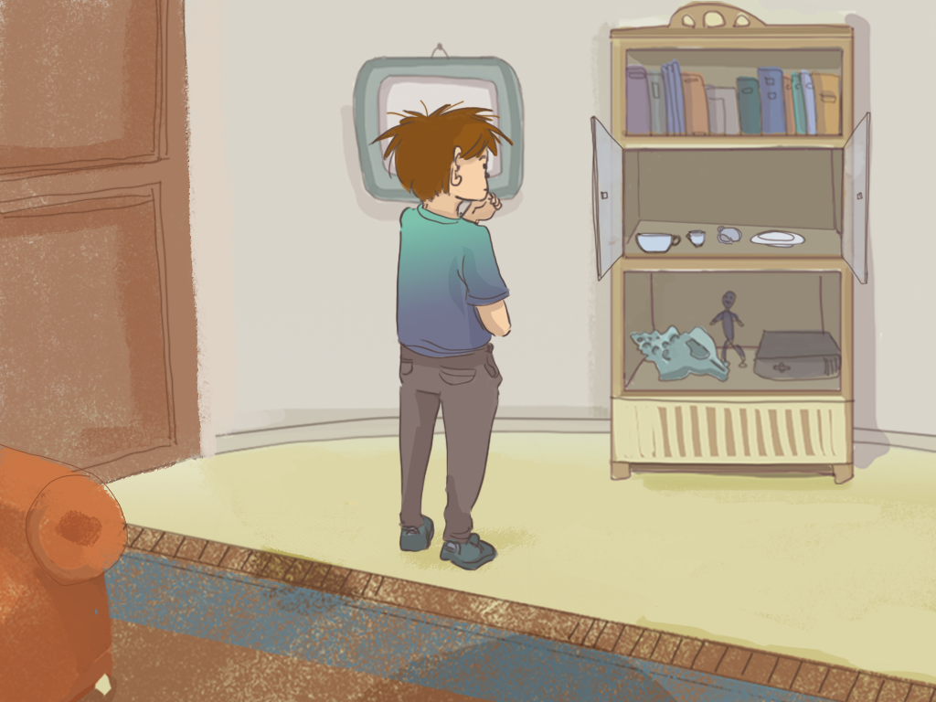 Papelucho en el living un mueble casi vacío